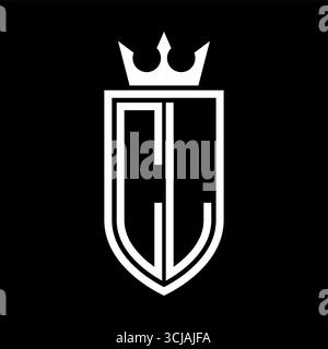 CL Vector Logo mit Initialen Schild mit Krone und minimalistischem, elegantem Stil, mit dünner Umrandung Stock Vektor