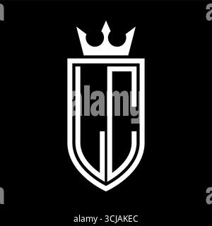 LC Vector Logo mit Initialen Schild mit Krone und minimalistischem, elegantem Stil, mit dünner Umrandung Stock Vektor