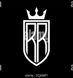 RR Vector Logo mit Initialen Schild mit Krone und minimalistischem, elegantem Stil, mit dünner Umrandung Stock Vektor