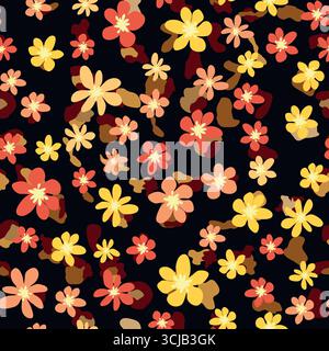 Leopardenmuster mit Blumen und Blättern. Design für Textilgewebe mit Leopardenmuster. Für Mode geeignet Stock Vektor