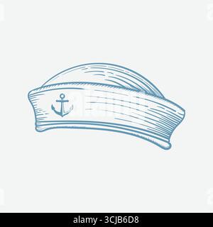 Vintage Retro Schiff Seemann Hut Kappe Illustration für Navy Logo Design Vektor Stock Vektor