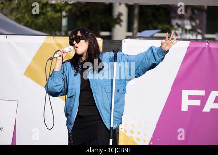 Victoria Gardens, Stadt Brighton & Hove, Großbritannien. Dies ist der Fanzone für die Frauen Rugby World Cup, England gegen Australien in Brighton. September 2025. David Smith/Alamy Stockfoto