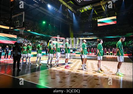 Riga, Riga, Lettland. September 2025. Litauische Spieler beim FIBA EuroBasket 2025, dem Achtelfinale zwischen Litauen und Lettland in der Xiaomi Arena am 6. September 2025 in Riga, Lettland. (Kreditbild: © Stefanos Kyriazis/ZUMA Press Wire) NUR REDAKTIONELLE VERWENDUNG! Nicht für kommerzielle ZWECKE! Quelle: ZUMA Press, Inc./Alamy Live News Stockfoto