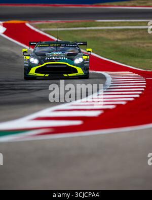 Austin, Etats Unis. September 2025. 10 BARRICHELLO Eduardo (BH), McIntosh Anthony (usa), HASSE-CLOT Valentin (fra), Racing Spirit of Léman, Aston Martin Vantage AMR GT3 Evo #10, LM GT3, Action während des Lone Star Le Mans 2025, 6. Runde der FIA World Endurance Championship 2025, vom 5. Bis 7. September 2025 auf dem Circuit of the Americas in Austin, Texas, Vereinigte Staaten von Amerika - Foto JPPI Live News Stockfoto