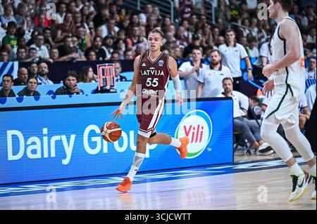 Riga, Riga, Lettland. September 2025. 55 ARTURS ZAGARS aus Lettland spielt während des FIBA EuroBasket 2025, dem Achtelfinale zwischen Litauen und Lettland in der Xiaomi Arena am 6. September 2025 in Riga. (Kreditbild: © Stefanos Kyriazis/ZUMA Press Wire) NUR REDAKTIONELLE VERWENDUNG! Nicht für kommerzielle ZWECKE! Quelle: ZUMA Press, Inc./Alamy Live News Stockfoto