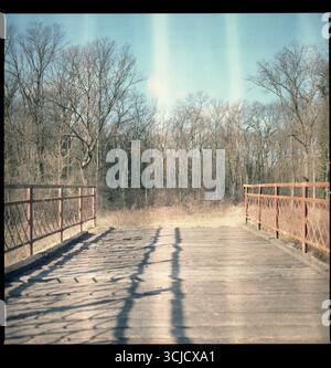 Alte Flussbrücke auf einem Vojvodina-Fluss. Stockfoto