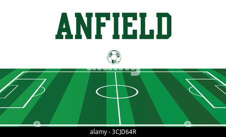 Anfield Zeichnungen von Stadtnamen, England Football Green Field, Vektorillustration abstraktes bearbeitbares Bild, Social Media und Webpost Stock Vektor