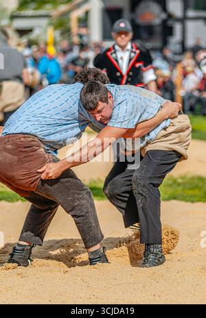 Schweizer Wrestler kämpfen bei der NOS 2012 in Silvaplana, Schweiz Stockfoto