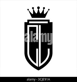 CL Vector Logo Initialen Schild mit königlicher Krone minimalistischer, eleganter Stil mit Umrandung des inneren Schildes Stock Vektor