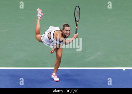 Queens, Usa. September 2025. Queens, New York City. 6. September 2025: Aryna Sabalenka im Frauenfinale bei den US Open 2025. Quelle: Corleve/Alamy Live News Stockfoto