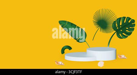 Tropischer Sommer Hintergrund mit grünen Palmblättern Stockfoto