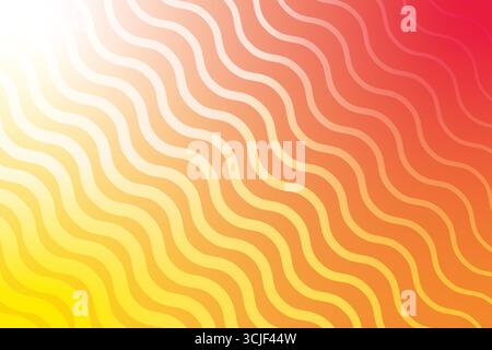 Ein lebendiger Hintergrund mit schräg gewellten Streifen. Die Farben wechseln sanft von einem hellen Gelb auf der linken Seite zu einem warmen Rot auf der rechten Seite, Crea Stock Vektor