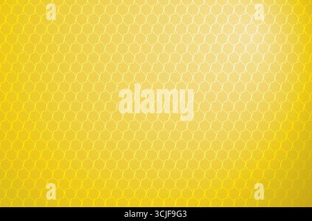 Ein nahtloses, sich wiederholendes Muster aus dünnen, hellgelben sechseckigen Umrissen vor einem leuchtend goldgelben Hintergrund. Die Farbe wechselt nahtlos von Stock Vektor