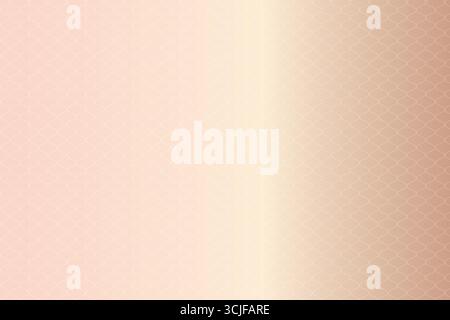 Dieser elegante Hintergrund mit Farbverlauf zeigt ein dezentes geometrisches Muster, das weiche Pfirsichfarben, Rosa und Beige mit Goldakzenten verbindet. Der empfindliche Tex Stock Vektor