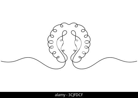 Kontinuierliche Linie Kunst Gehirn Illustration perfekt für Bildung, Psychologie, Wissenschaft und medizinische Konzepte Stock Vektor