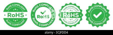 RoHS-Konformitätsstempel oder -Abzeichen Vektorsatz für Sicherheit und Zertifizierung Stock Vektor