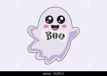 Fliegende Buh Geist Cartoon Halloween Vektor Illustration. Stock Vektor