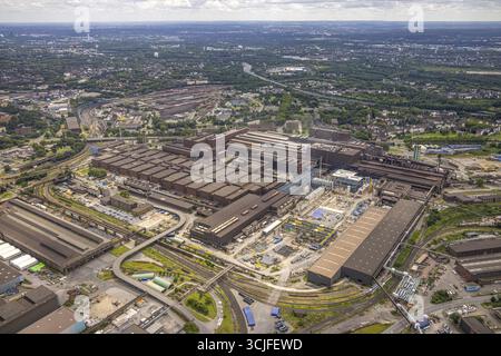Luftansicht Duisburg-Nord, Werk- und Baustelle der Thyssen Krupp Steel Europe AG, Werkshafen Schwelgern, Marxloh, Duisburg, Ruhrgebiet, Nord R Stockfoto