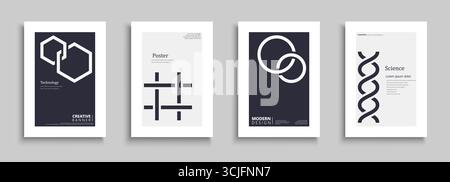 Sammlung stilvoller moderner Vorlagen für Wissenschaft und Technologie, Poster, Plakate, Broschüren, Banner, Flyer, Hintergründe. Modern und kreativ Stock Vektor