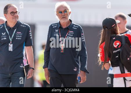Monza, Italien. September 2025. Flavio Briatore (Teamchef BWT Alpine F1 Team, Italien), ITA, Formel 1 Weltmeisterschaft, Grand Prix von Italian, Autodromo Nazionale Monza, Renntag, Saison 2025, 07.09.2025 Foto: Eibner-Pressefoto/Marcel Fischer Credit: dpa/Alamy Live News Stockfoto