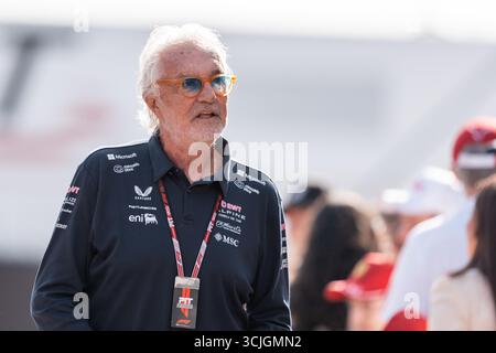 Monza, Italien. September 2025. Flavio Briatore (Teamchef BWT Alpine F1 Team, Italien), ITA, Formel 1 Weltmeisterschaft, Grand Prix von Italian, Autodromo Nazionale Monza, Renntag, Saison 2025, 07.09.2025 Foto: Eibner-Pressefoto/Marcel Fischer Credit: dpa/Alamy Live News Stockfoto