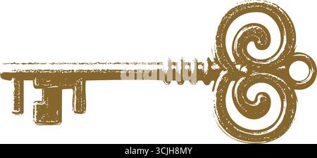 Vintage-Schlüsselskizze. Vektorabbildung Stock Vektor