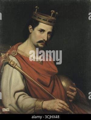 Karl II., genannt der kahl, Kaiser des Weströmischen Reiches (823–877) – dieses Gemälde gehört zu den Porträts der Könige von Frankreich, einer Serie von Porträts, die zwischen 1837 und 1838 von Louis Philippe I. in Auftrag gegeben und von verschiedenen Künstlern für das Musée historique de Versailles gemalt wurden. - Stockfoto