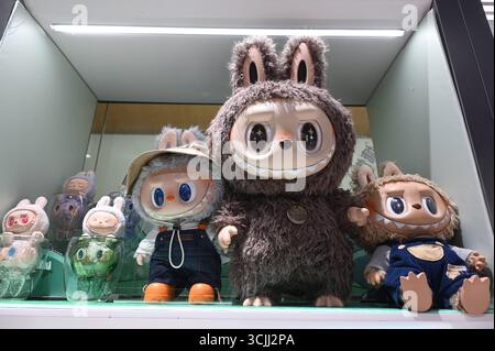 LABUBU in Shenzhen LABUBU Produkte werden am 7. September 2025 im POP MART Shop in der Shopping Mall in Shenzhen, China, ausgestellt. Foto von Kobe Li/Nexpher Images Guangdong Stockfoto