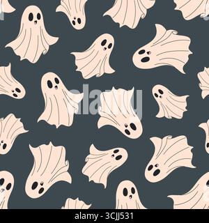Halloween nahtlose Muster mit Geistern. Stock Vektor