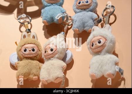 LABUBU in Shenzhen LABUBU Produkte werden am 7. September 2025 im POP MART Shop in der Shopping Mall in Shenzhen, China, ausgestellt. Foto von Kobe Li/Nexpher Images Guangdong Stockfoto