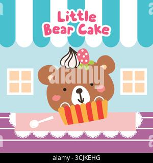 Bärenkuchen-Schreibwaren und Doodle-Muster nahtlos Stock Vektor