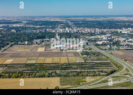 Luftaufnahme der University of Saskatchewan Lands South Area of Saskatoon. August 2017 Stockfoto
