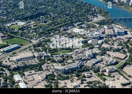 Aus der Vogelperspektive des Stadtteils Saskatchewan der Universität von Saskatoon. August 2017 Stockfoto
