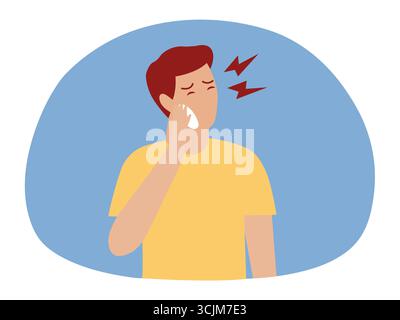 Der Mann leidet an Zahnschmerzen. Stock Vektor