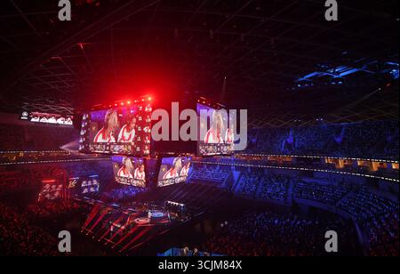 Hangzhou, China. September 2025. E-Sport-Experten treten am 7. September 2025 beim Honor of Kings Professional League Summer Finals in Hangzhou, Provinz Zhejiang, China, an 2025. (Foto: Costfoto/NurPhoto) Credit: NurPhoto SRL/Alamy Live News Stockfoto