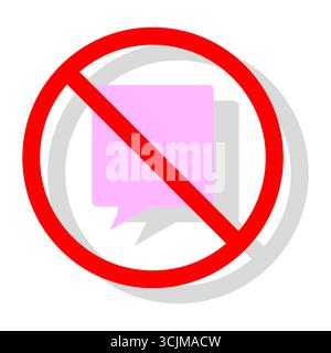 Verbotene Chatbox. Kein sprechendes Symbol. Zeichen für stille Kommunikation. Vektorverbot-Emblem. EPS 10. Stock Vektor
