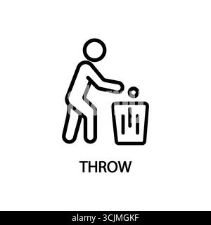 Allgemeiner Abfall, Recycling-Symbol für Vektorlinie auf weißem Hintergrund. Werfen Sie Müllschilder, halten Sie sich sauber, und der Mensch wirft Müllsymbole Stock Vektor