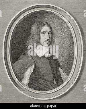 Georges de Scudéry (1601-1667). Französischer Dramatiker, Schriftsteller und Dichter. Hochformat. Stich von Huyot nach Robert Nanteuil (1623-1678). XVIIme siècle: lettres, Sciences et Arts, Frankreich 1590-1700 (17. Jahrhundert: Briefe, Wissenschaften und Künste), von Paul Lacroix. Veröffentlicht in Paris von Librairie de Firmin-Didot et Cie, 1882. Stockfoto