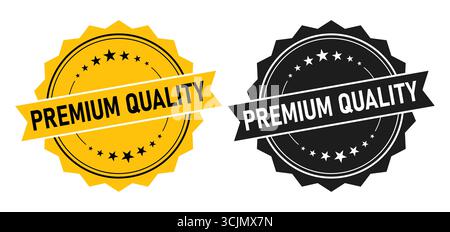 Premium-Qualität Ribbon-Abzeichen mit Sternen in Gold und Schwarz Vektor-Illustration Stock Vektor