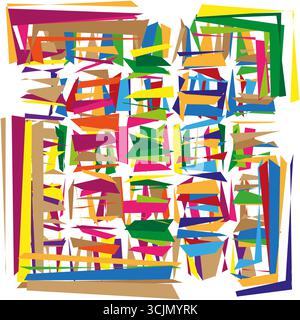 Abstraktes Linienmuster. Bunte, chaotische Streifen. Hintergrund des geometrischen Vektors. Lebendige Kunstillustration. EPS 10. Stock Vektor