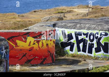 Fort de Toulbroch Toulbroc'h, Teil der Festungsanlage, die die Meerenge von Goulet de Brest schützt und die Bucht von Rade de Brest mit dem Atlan verbindet Stockfoto