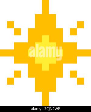Pixel Art STAR. 8-Bit-Funkeln. Ein Symbol für ein magisches Feuerwerk im Retro-Stil der 90er Jahre. Weihnachtsdekoration mit Glitzereffekt. Y2K Schneeflocke. Vektorabbildung. Stock Vektor