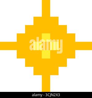Pixel Art STAR. 8-Bit-Funkeln. Ein Symbol für ein magisches Feuerwerk im Retro-Stil der 90er Jahre. Weihnachtsdekoration mit Glitzereffekt. Y2K Schneeflocke. Vektorabbildung. Stock Vektor