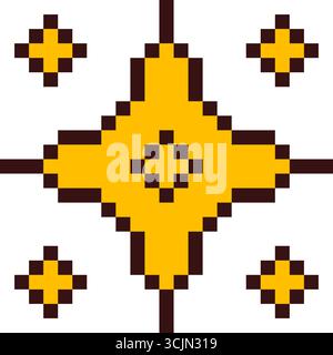 Pixel Art STAR. 8-Bit-Funkeln. Ein Symbol für ein magisches Feuerwerk im Retro-Stil der 90er Jahre. Weihnachtsdekoration. Glitzernde y2k-Schneeflocke. Vektorabbildung. Stock Vektor