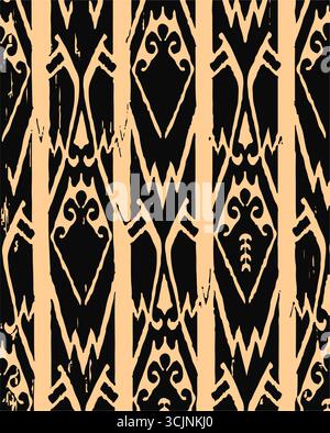 Ethnische abstrakte Ikat-Kunst. Nahtloses Muster in Tribal-, Folk- und mexikanischem Stil. Aztekische geometrische Ornamentmuster. Design für Teppich, Wallpa Stock Vektor
