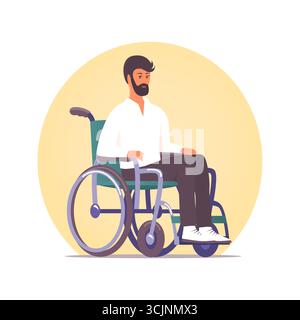 Junger Mann, der im Rollstuhl sitzt Stock Vektor
