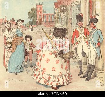 Der große Panjandrum selbst ist einer von sechzehn Bilderbüchern, die der Illustrator Randolph Caldecott schuf. Der Text für das Buch, der zu Caldecotts Zeit bekannt war, wurde 1775 von Samuel Foote geschrieben und veröffentlicht. Es basiert auf einem von Foote verfassten Unsinn ("und es gab die Picninnies, die Joblillies, die Garyulies und das Grand Panjandrum selbst, mit dem kleinen runden Knopf oben."). Stockfoto