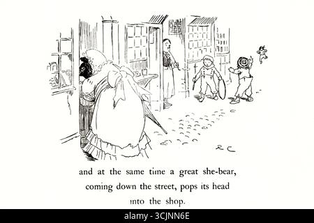 Der große Panjandrum selbst ist einer von sechzehn Bilderbüchern, die der Illustrator Randolph Caldecott schuf. Der Text für das Buch, der zu Caldecotts Zeit bekannt war, wurde 1775 von Samuel Foote geschrieben und veröffentlicht. Es basiert auf einem von Foote verfassten Unsinn ("und es gab die Picninnies, die Joblillies, die Garyulies und das Grand Panjandrum selbst, mit dem kleinen runden Knopf oben."). Stockfoto