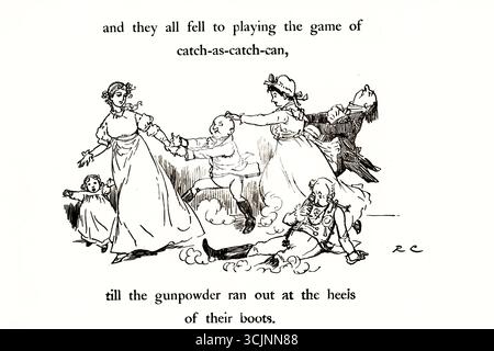 Der große Panjandrum selbst ist einer von sechzehn Bilderbüchern, die der Illustrator Randolph Caldecott schuf. Der Text für das Buch, der zu Caldecotts Zeit bekannt war, wurde 1775 von Samuel Foote geschrieben und veröffentlicht. Es basiert auf einem von Foote verfassten Unsinn ("und es gab die Picninnies, die Joblillies, die Garyulies und das Grand Panjandrum selbst, mit dem kleinen runden Knopf oben."). Stockfoto