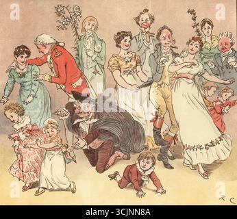 Der große Panjandrum selbst ist einer von sechzehn Bilderbüchern, die der Illustrator Randolph Caldecott schuf. Der Text für das Buch, der zu Caldecotts Zeit bekannt war, wurde 1775 von Samuel Foote geschrieben und veröffentlicht. Es basiert auf einem von Foote verfassten Unsinn ("und es gab die Picninnies, die Joblillies, die Garyulies und das Grand Panjandrum selbst, mit dem kleinen runden Knopf oben."). Stockfoto